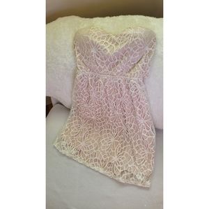 Strapless pink lace summer dress
